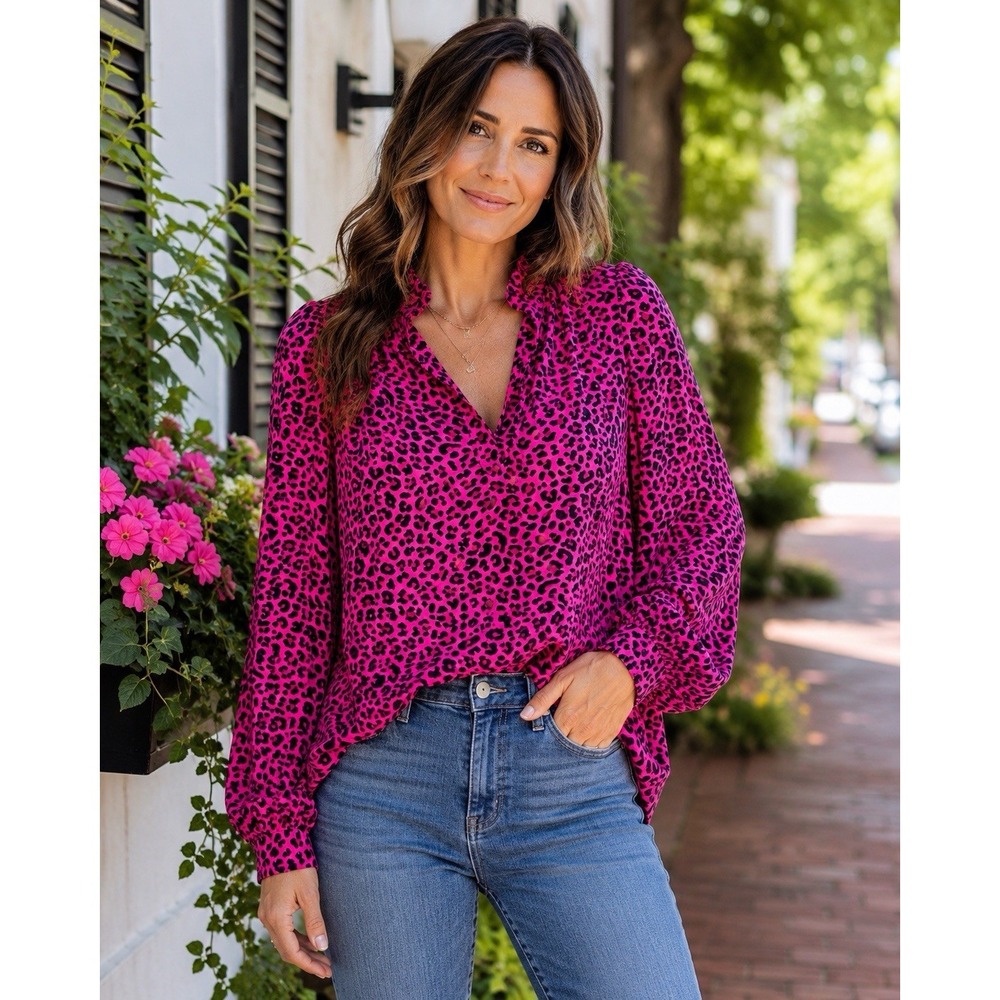 ZADIG & VOLTAIRE Titus Print Leopard Pink Top- Rock Chic-Luxe-Statement-Designer